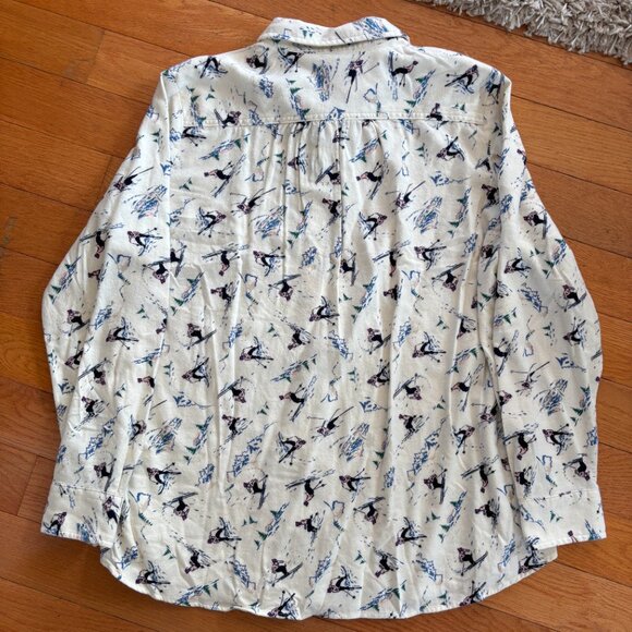 NEW Lands End Flannel Boyfriend Shirt Womens XL Skiers Snow Winter Skiing Cotton - Picture 3 of 8